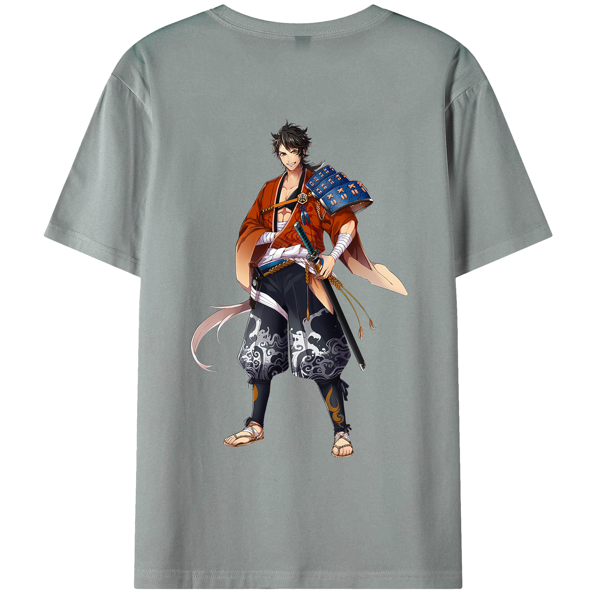 （画像用） 刀剣乱舞 Touken Ranbu 綿100％ メンズ半袖Tシャツ（バックプリント） 通気性